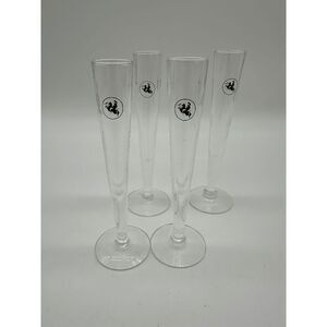 Wyborowa Vodka Knight Logo Poland Optic Tall Fluted Cordial Glasses Vintage